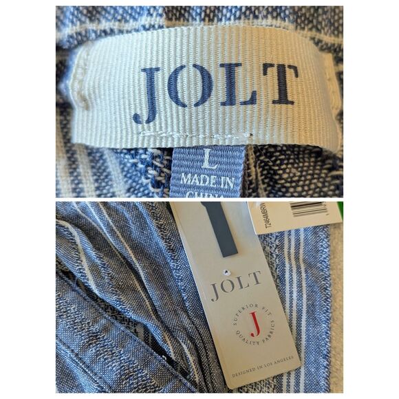 NWT  Jolt wide leg linen/rayon blend tie/elastic waist pants   Sz L - Picture 2 of 10